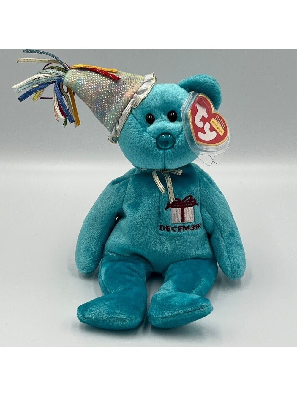 December Birthday Bear Teal Vintage 2002 Ty Beanie Babies MWMTS Tag Protector